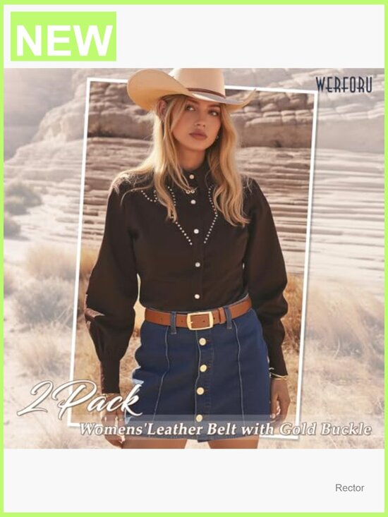 2 Pack PU Leather Belts for Women with Gold Pin Buckle